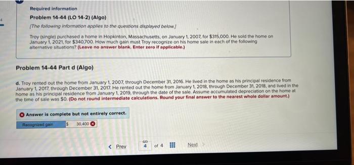 Required Information Problem 14 44 Lo 14 2 Algo The Following Information Applies To The Questions Displayed Below 1