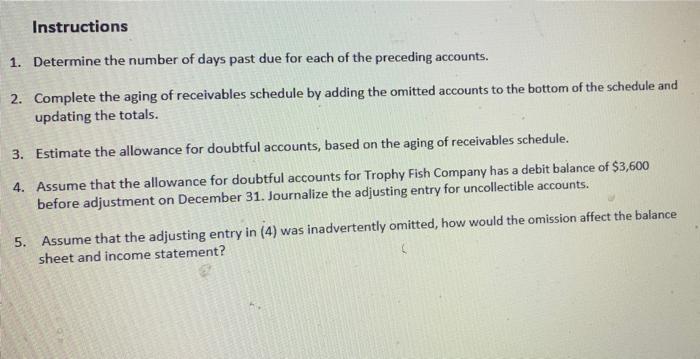 Pr 8 2a Aging Of Receivables Estimating Allowance For Doubtful Accounts Trophy Fish Company Supplies Flies And Fishing 3