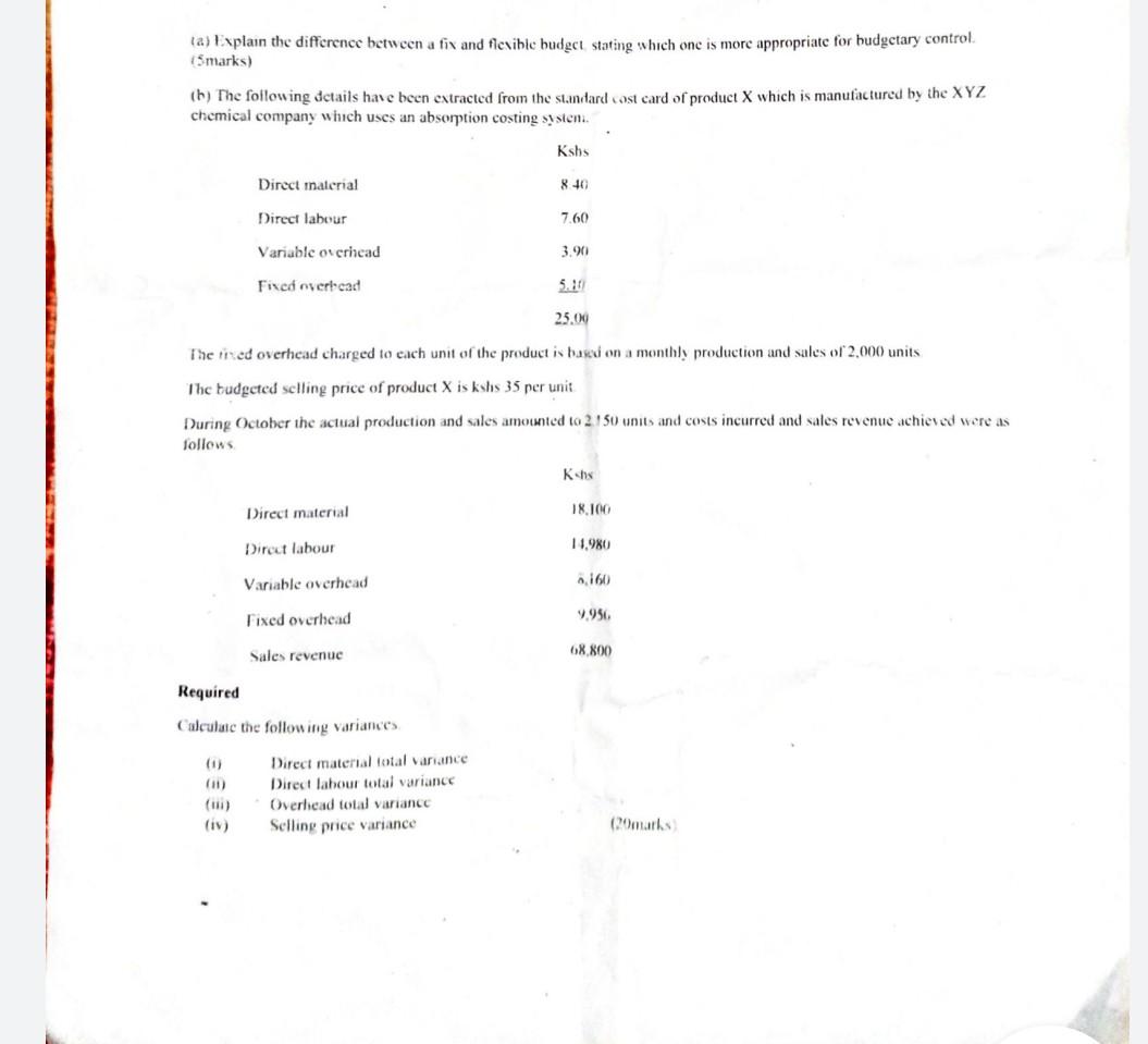 Ta Explain The Difference Between A Fix And Flexible Budget Stating Which One Is More Appropriate For Budgetary Control 1