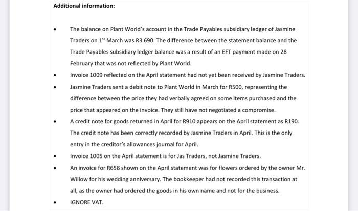 Question 3 Jasmine Traders Is A Home And Nursery Centre Located In Johannesburg Jasmine Traders Is Having Trouble Workin 4