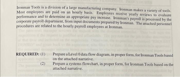 Ironman Tools Is A Division Of A Large Manufacturing Company Ironman Makes A Variety Of Tools Most Employees Are Paid 1