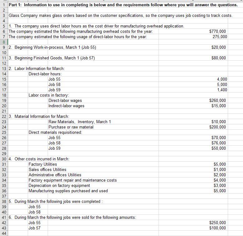 2 4 1 Part 1 Information To Use In Completing Is Below And The Requirements Follow Where You Will Answer The Questions 1