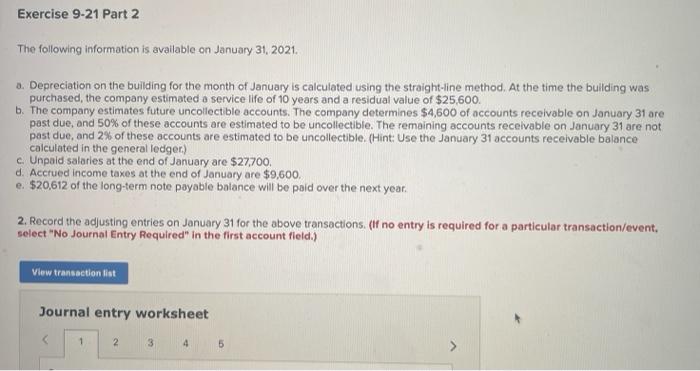 Required Information Exercise 9 21 Complete The Accounting Cycle Using Long Term Liability Transactions Lo9 2 9 8 The 3