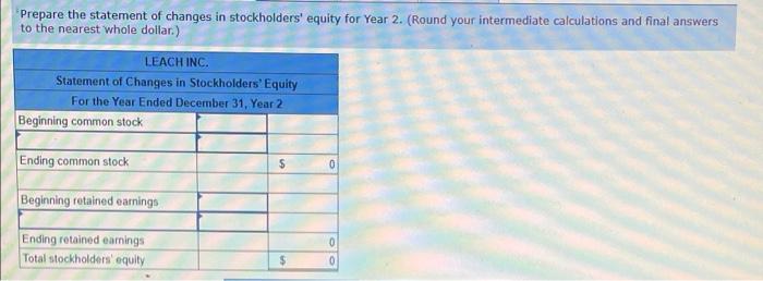 Leach Inc Experienced The Following Events For The First Two Years Of Its Operations Year 1 1 Issued 10 000 Of Commo 5