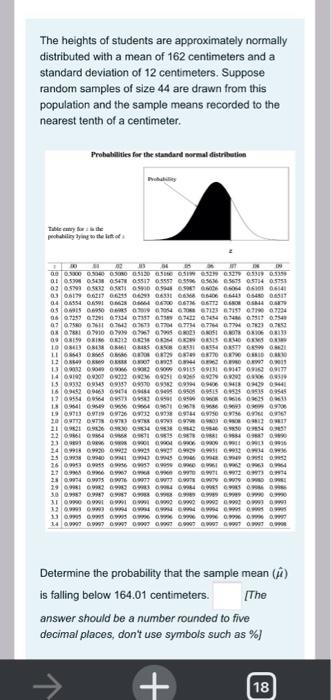 The Heights Of Students Are Approximately Normally Distributed With A Mean Of 162 Centimeters And A Standard Deviation O 1