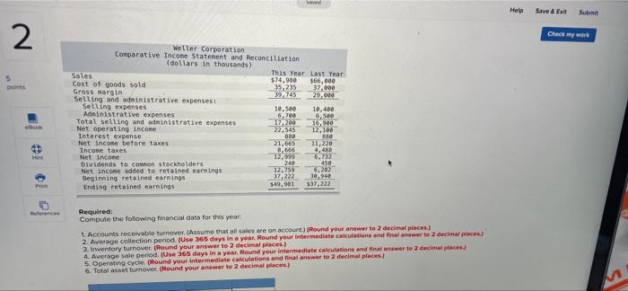 Chapter 15 Hw Ave 2 5 0 0 Comparative Financial Statements For Weder Corporation A Merchandising Company For The Year E 2