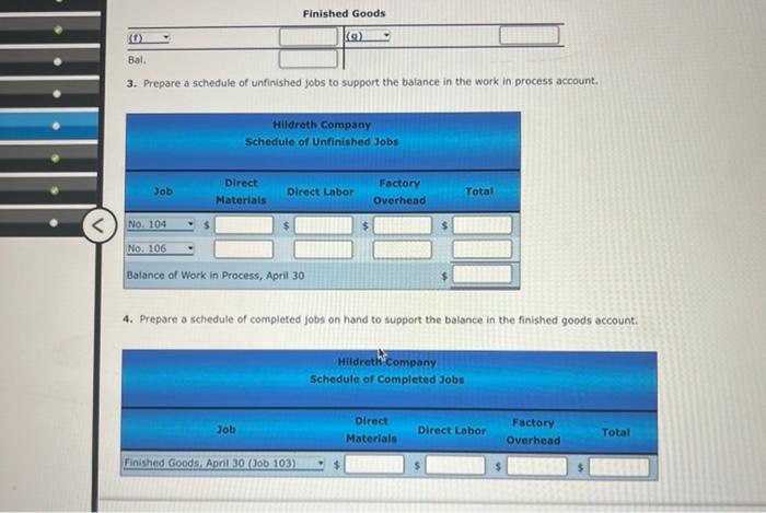 Stries And Schedules For Unfinished And Completed 2066 Dreth Company Wes Order Cott Tystem The Following Data Summate T 4