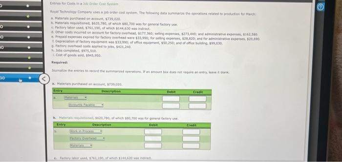 0 0 Entries For Corbert Raya Technology Compasses A Job Order Casz Wster The Following Data Sare The Operations Related 1