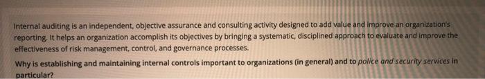 Internal Auditing Is An Independent Objective Assurance And Consulting Activity Designed To Add Value And Improve An Or 1