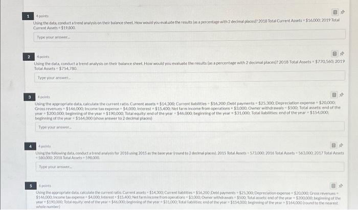 4 Points Bu Using The Data Conduct A Trend Analysh On Their Balance Sheet How Would You Evaluate The Results Is A Percen 1