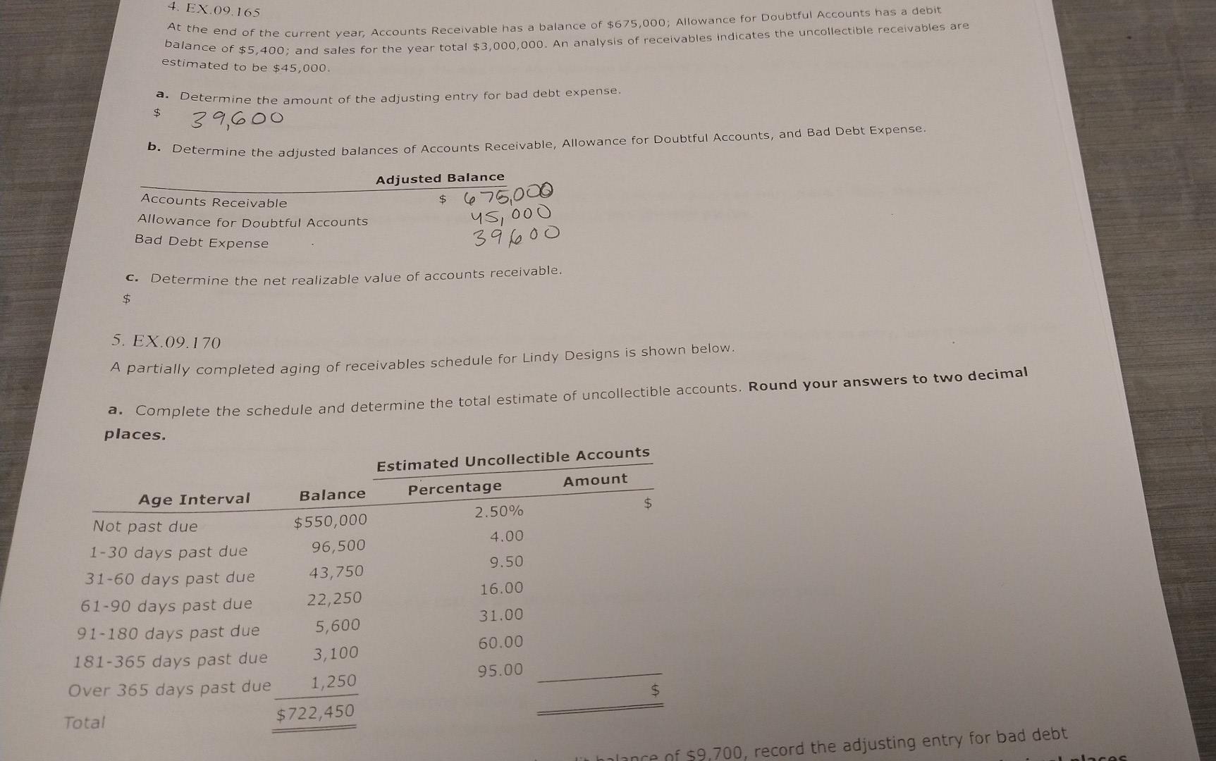 4 Ex 09 165 Baithe End Of The Current Year Accounts Receivable Has A Balance Of 675 000 Allowance For Doubtful Accou 1