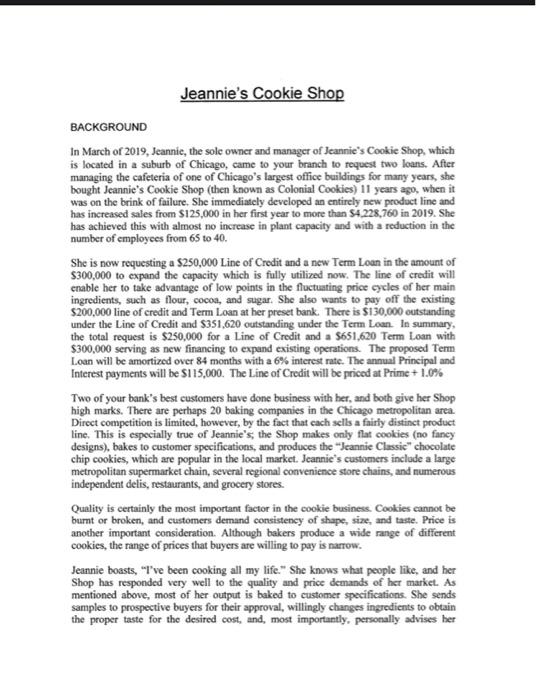 Jeannie S Cookie Shop Background In March Of 2019 Jeannic The Sole Owner And Manager Of Jeannie S Cookie Shop Which I 1