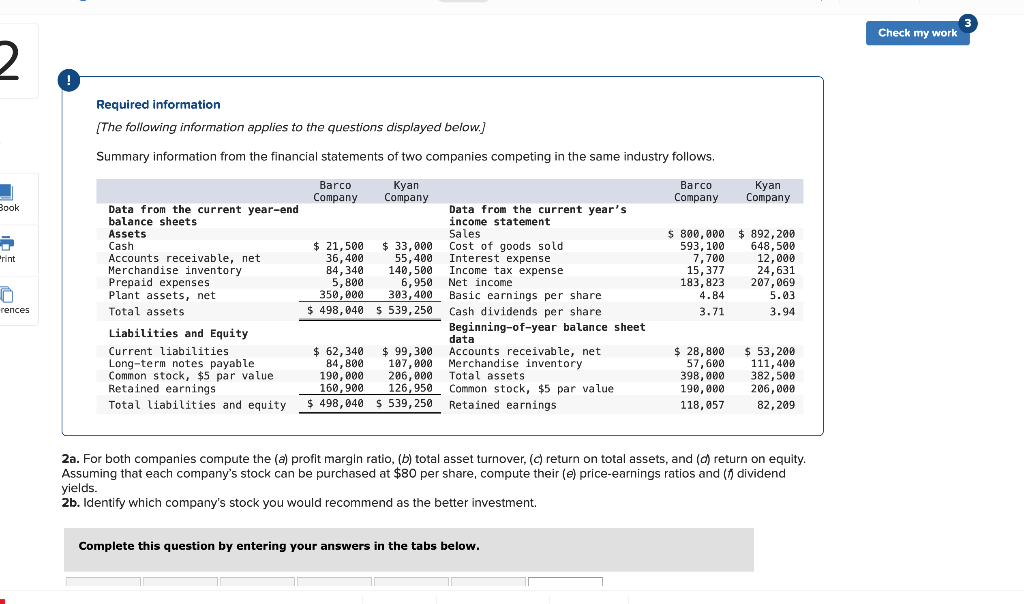 Check My Work 2 Required Information The Following Information Applies To The Questions Displayed Below Summary Info 1