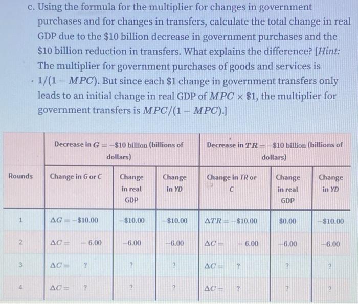 5 Show Why A 10 Billion Reduction In Government Purchases Of Goods And Services Will Have A Larger Effect On Real Gdp 2