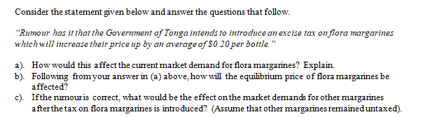 Consider The Statement Given Below And Answer The Questions That Follow Rumour Has It That The Government Of Tonga Int 1