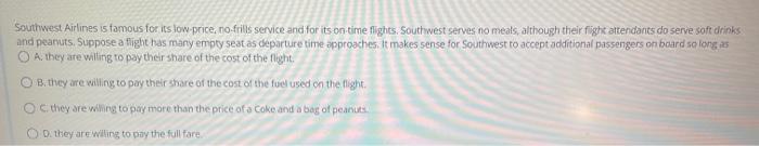 Southwest Airlines Is Famous For Its Low Price No Frills Service And For Its On Time Flights Southwest Serves No Meals 1