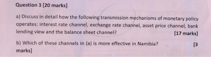 Question 3 20 Marks A Discuss In Detail How The Following Transmission Mechanisms Of Monetary Policy Operates Intere 2