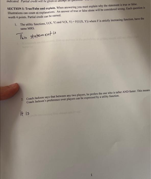 Will Be Given So Attempt All Questions You Have 120 Minutes Good Luck Section I True False And Explain When Answeri 2