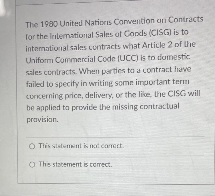 The 1980 United Nations Convention On Contracts For The International Sales Of Goods Cisg Is To International Sales Co 1