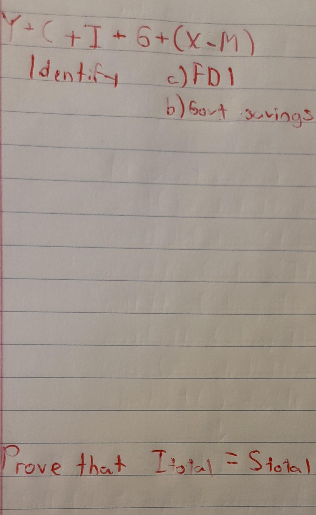 Y C I G X M Identify C Fdi B Sort Savings B Prove That Itstal Stotal 1