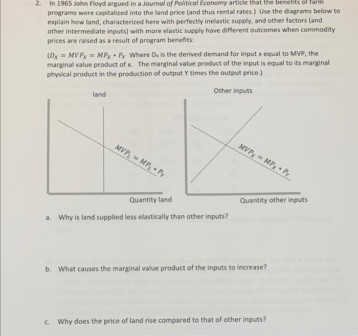 2 In 1965 John Floyd Argued In A Journal Of Political Economy Article That The Benefits Of Farm Programs Were Capitaliz 1