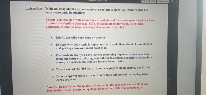 Vw 85 Lat Download Instructions Write An Essay About Any Contemporary Eurrent Subject Issue Concern That Has Macro Econ 1