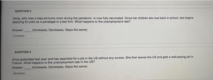 Question 2 Jiang Who Was A Stay At Home Mom During The Pandemic Is Now Fully Vaccinated Since Her Children Are Now Bac 1