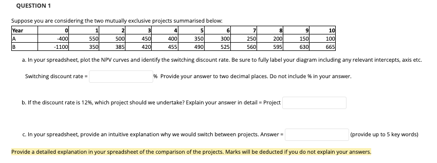 Please Help With An Explanation Using Excel 1