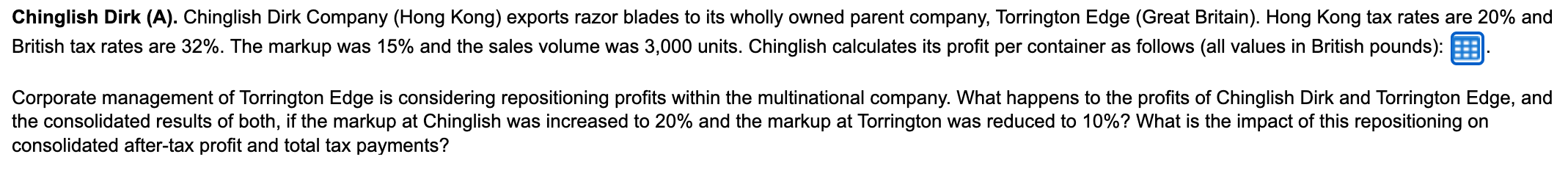 Chinglish Dirk A Chinglish Dirk Company Hong Kong Exports Razor Blades To Its Wholly Owned Parent Company Torringt 1