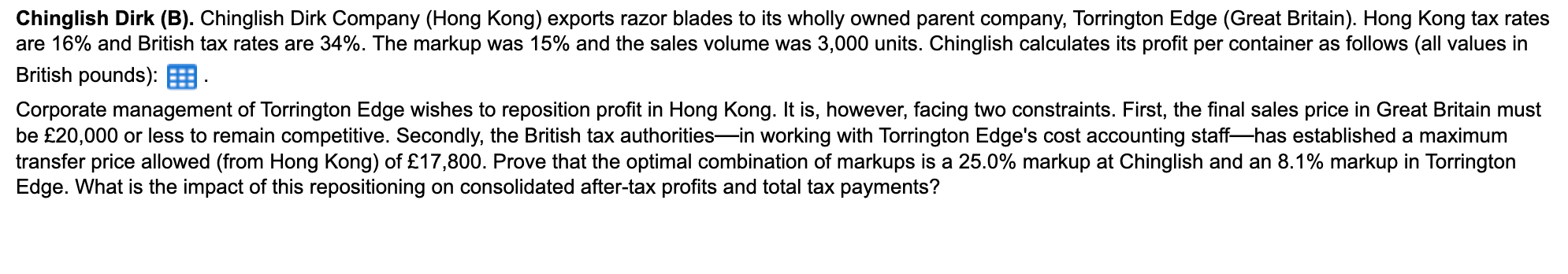 Chinglish Dirk B Chinglish Dirk Company Hong Kong Exports Razor Blades To Its Wholly Owned Parent Company Torringt 1