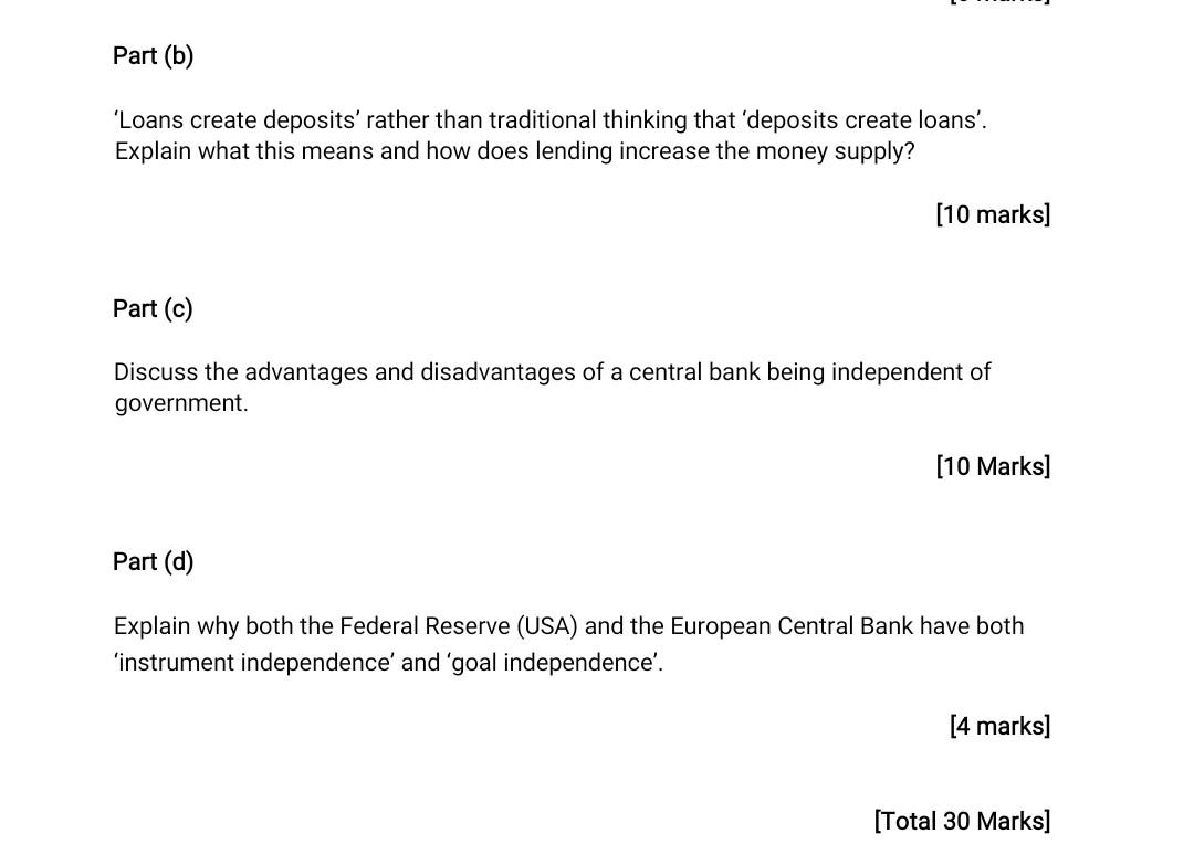 Part B Loans Create Deposits Rather Than Traditional Thinking That Deposits Create Loans Explain What This Means 1