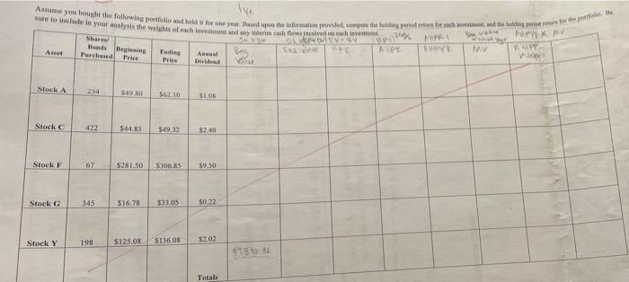 Lve Mure To Include In Your Analysis The Weight Of Each And Wintercash Flow Price On Each To Assume You Bout The Followi 1
