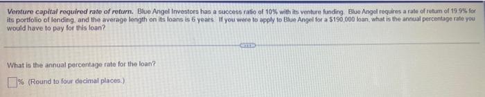 Vonture Capital Required Rate Of Roturn Blue Angel Investors Has A Success Ratio Of 10 With Its Venture Landing Blue A 1