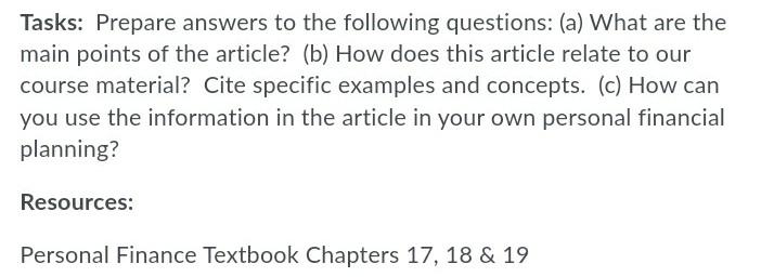 Assignment 5 Investment Article Summary Purpose To Practice Internet Research Skills In Order To Identify Informatio 2