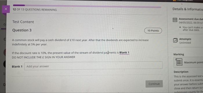 12 Of 13 Questions Remaining Details Informatio Test Content Assessment Due Da 04 05 2022 06 59 You Can T Make A Af 1