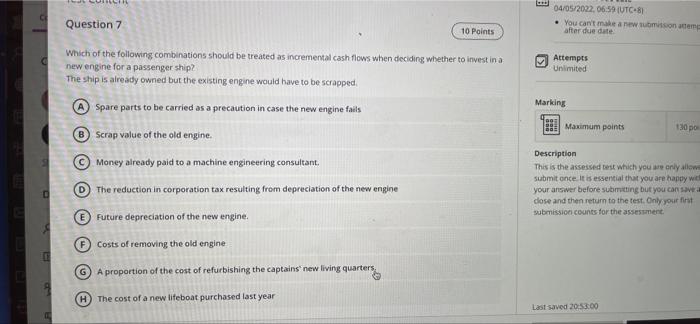 Question 7 04 05 2022 06 59 Utc 81 You Can T Make New Submitsondern After Due Date 10 Points Attempts Which Of The F 1