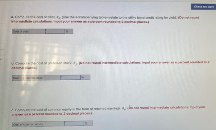 Help Save Exit Sub Check My Work Problem 11 26 Impact Of Credit Ratings On Cost Of Capital Lo11 3 Northwest Utility 2