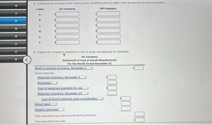 Manufacturing Income Statement Suitement Of Cost Of Gooos Manted Several Tems Are Omitted From The Income Statement And 2