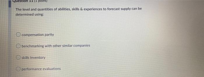 Question Point The Level And Quantities Of Abilities Skills Experiences To Forecast Supply Can Be Determined Using 1