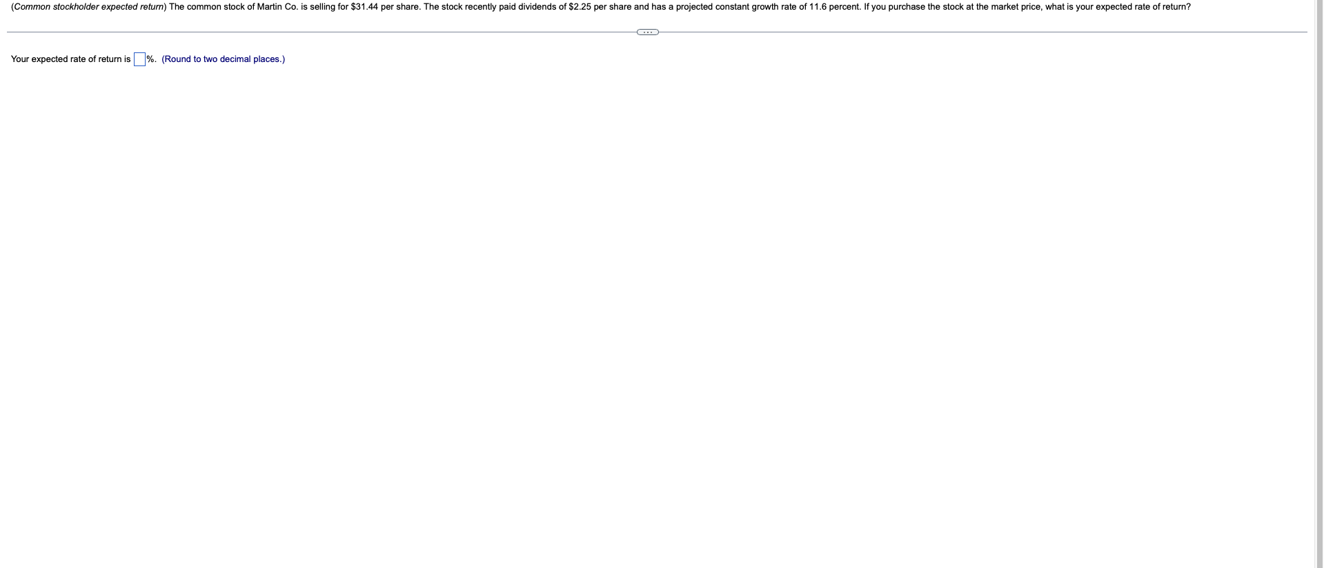 Common Stockholder Expected Return The Common Stock Of Martin Co Is Selling For 31 44 Per Share The Stock Recently 1