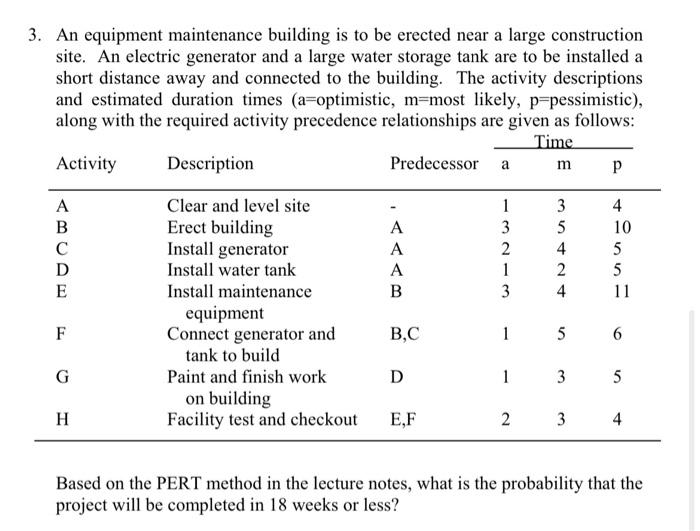 3 An Equipment Maintenance Building Is To Be Erected Near A Large Construction Site An Electric Generator And A Large 1