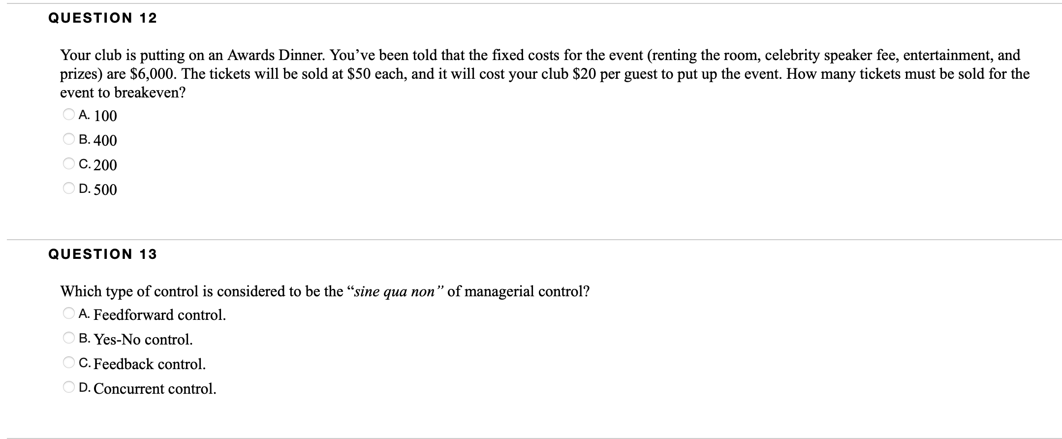 Question 12 Your Club Is Putting On An Awards Dinner You Ve Been Told That The Fixed Costs For The Event Renting The R 1