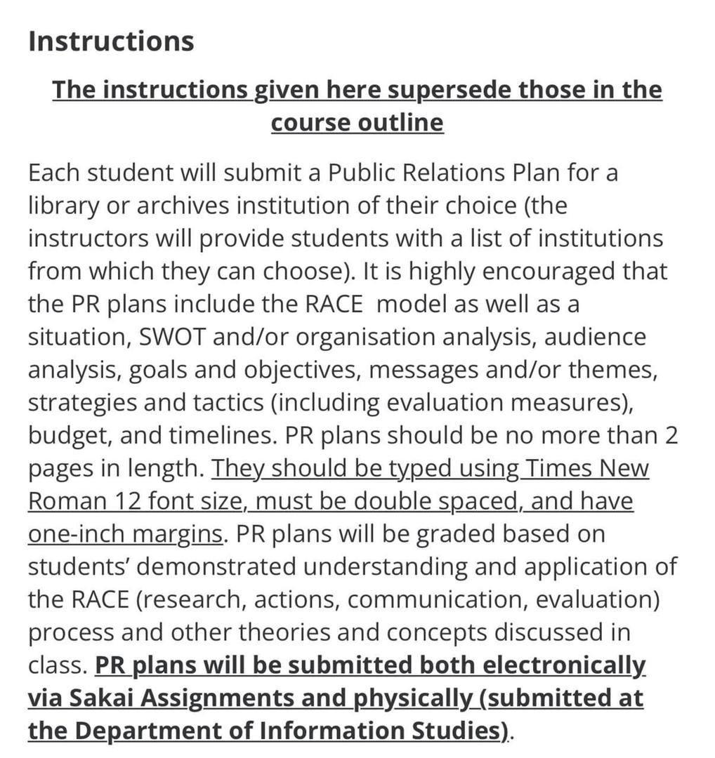 Instructions The Instructions Given Here Supersede Those In The Course Outline Each Student Will Submit A Public Relatio 1