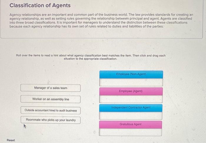 Classification Of Agents Agency Relationships Are An Important And Common Part Of The Business World The Law Provides S 1