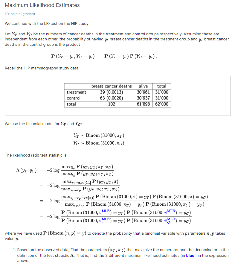 3 Likelihood Ratio Test On The Mammography Study A Bookmark This Page Exercises Due Sep 8 2021 08 59 03 In The Follow 2