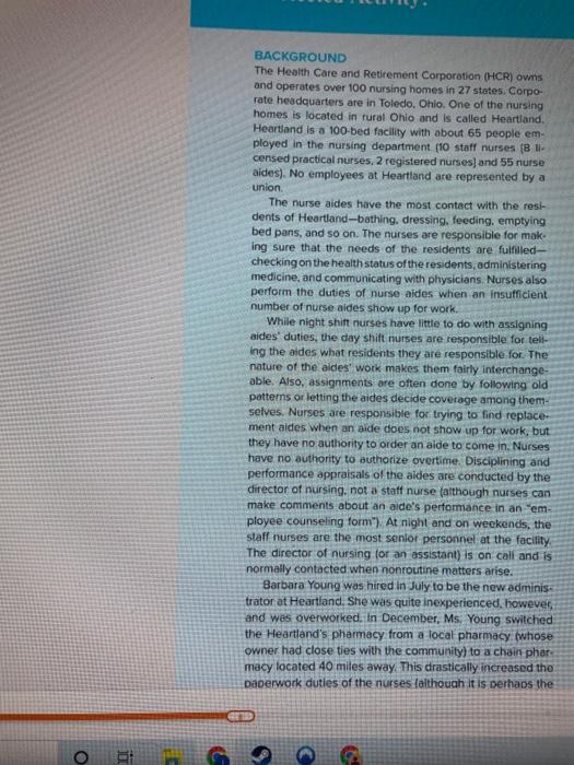 Background The Health Care And Retirement Corporation Hcr Owns And Operates Over 100 Nursing Homes In 27 States Corpo 1