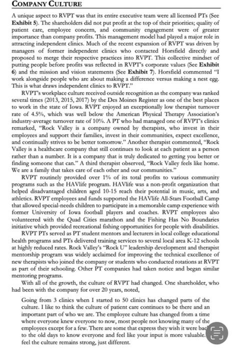 Answer If You Can Will Upvote For You 1 Assess The Culture Of Rvpt Through Schein S Model A How Has It C 4