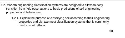 1 2 Modern Engineering Classification Systems Are Designed To Allow An Easy Transition From Field Observations To Basic 1