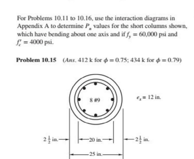 For Problems 10 11 To 10 16 Use The Interaction Diagrams In Appendix A To Determine P Values For The Short Columns Sho 1