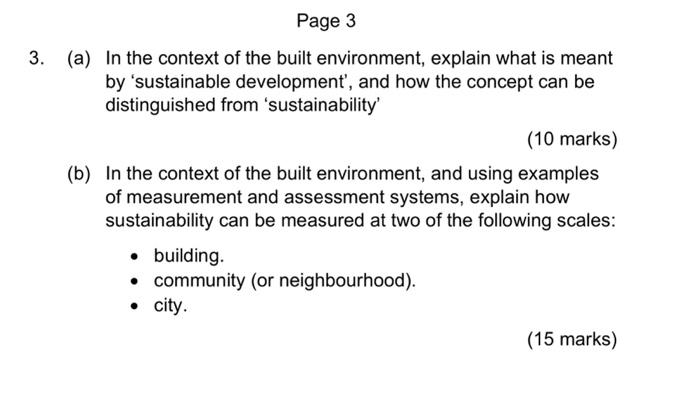 Page 3 3 A In The Context Of The Built Environment Explain What Is Meant By Sustainable Development And How The Co 2